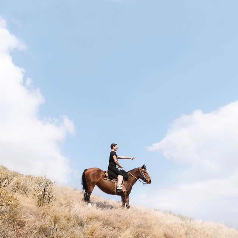 image: Wild horses ?Taking a picture with a horse sounds fun, right...? Wrong! Unfortunately, we realised it was not such a great idea the same moment @drcuerda started riding this beautiful beast. He doesn't want to come down now! Come on! We don't have... by annadevis