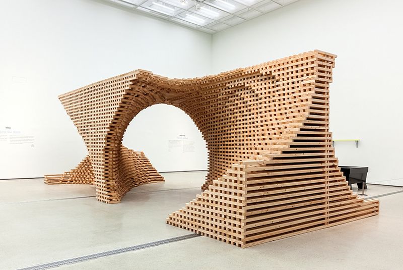 image: HG-architecture morphs wooden modules into pixelated... by availableviridian