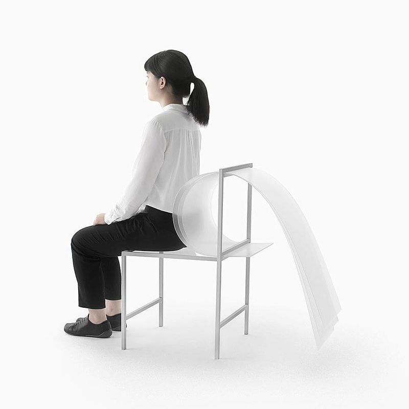 image: BOUNCY LAYERS X Nendo.••“Bouncy Layers Collection has ditched the foam, cotton and springs of conventional comfort-first furniture, instead employing 1.5mm thick polycarbonate sheets. By adjusting the material’s bending capabilities through... by producture