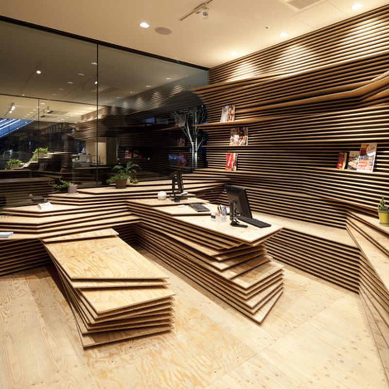 image: wooden layers inside office and cafe by juantomas