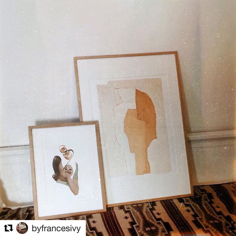 image: My favorite poet has my original in her new apartment. Feel's like I'm there with her listening her wonderful poems. " Why are you hiding inside my head? There must be other places to pester." and many many others... ?? @byfrancesivy by vintageart_originals