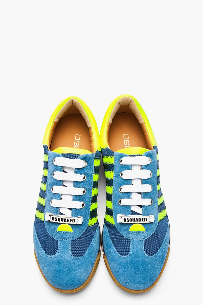 image: Blue & Neon Yellow Striped Tecnico Sneakers by carlopuig
