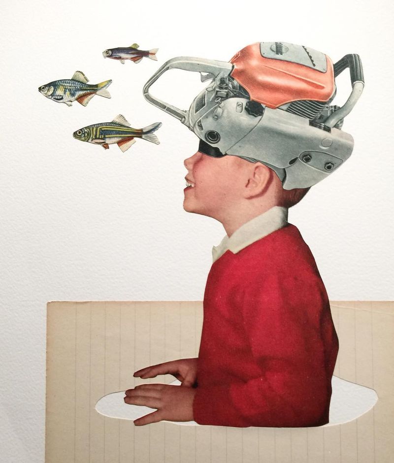 image: Whooow... This game is Epic... / Analog collage on paper #collageart #surrealistart #epicgame #flyingfish #freeyourmind #vintageart #cutandpaste #afordableart #c_expo #collagecollectiveco #stihlpower by vintageart_originals