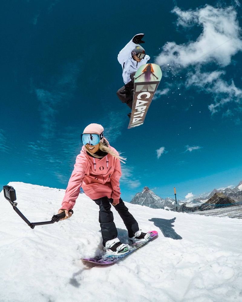 image: Send it Sundays with some BTS action from the @dopesnow 2018 shoot! The whole range just went live so go check it out! ๐ฅ๐ #GoPro #DopeSnow #snowboarding by chrisrogersza