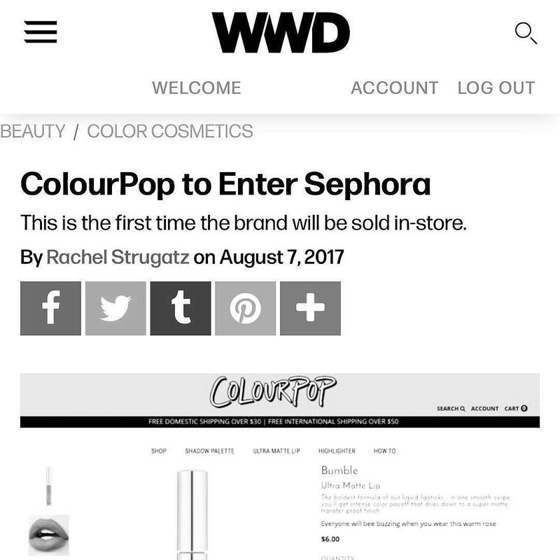 image: Super MAJOR news from my ♥️♥️♥️ @colourpopcosmetics 🚀😘 Dreams DO come true! @immbunny @jordynn.wynn ❌⭕️ #Repost @colourpopcosmetics・・・Thrilled to announce that @colourpopcosmetics will be available in select @sephora stores this holiday season 🦋 First... by yulia