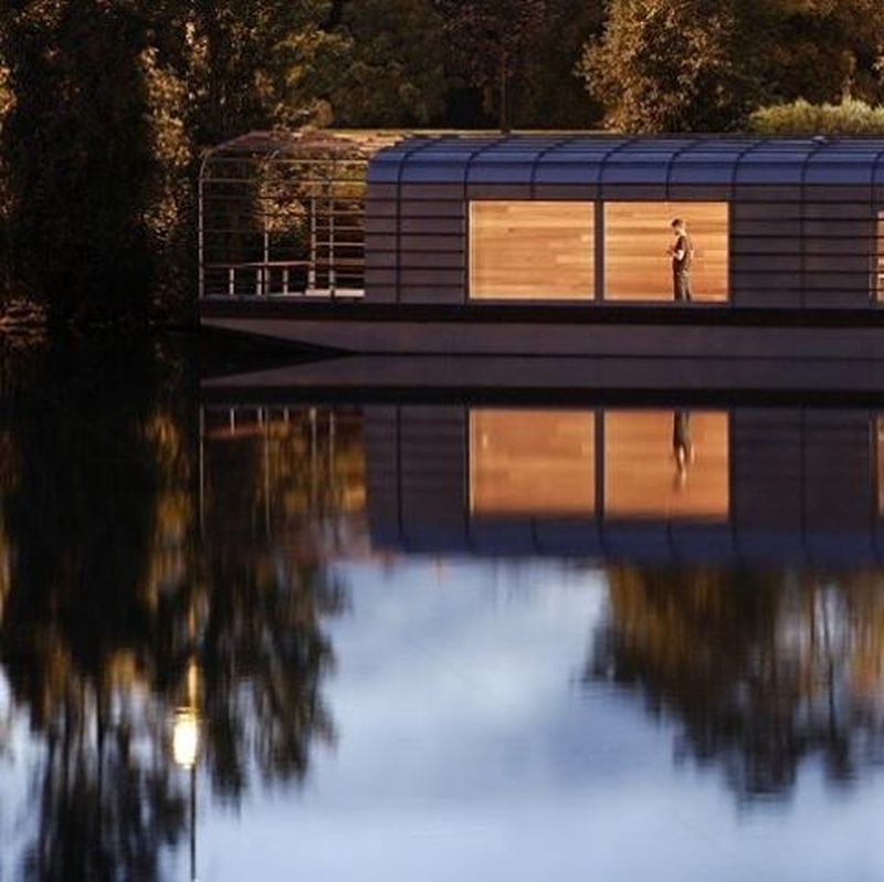 image: The Floating House is a studio for resident artists and authors invited by the Cneai, national contemporary art center for publication. Initiated in 2002 by a public commission and finished in 2006, this habitable barge was realized in collaboration... by bouroullec