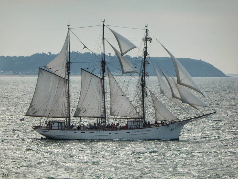 image: This boat is "Le Marité" it's the last french Newfoundland fishing vessel, a beautiful white 3 masted, 46m long with 15 sails ( 650m2 ). "Le Marité" is born in France in 1921, in Fécamp - France, and his actual home harbour is Granville in France ??.?... by sailing_boats